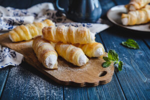 Delicious cream horns filled with vanilla cream