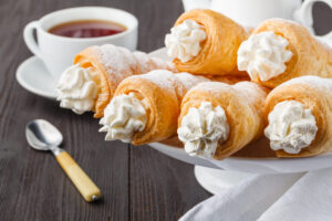 Delicious cream horns filled with vanilla cream